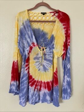 laclass Tie Dye Beachy Boho Top, L